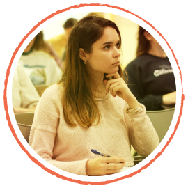 Student listening to lecture