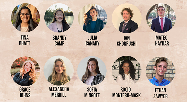 These 10 UF students will serve as interns in Tallahassee in Spring 2021.