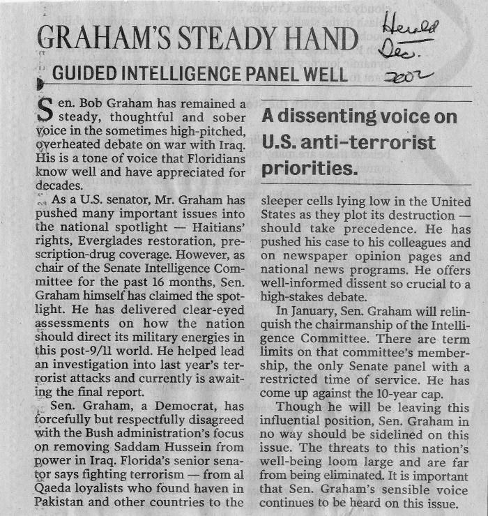 newspaper clipping about grahams service