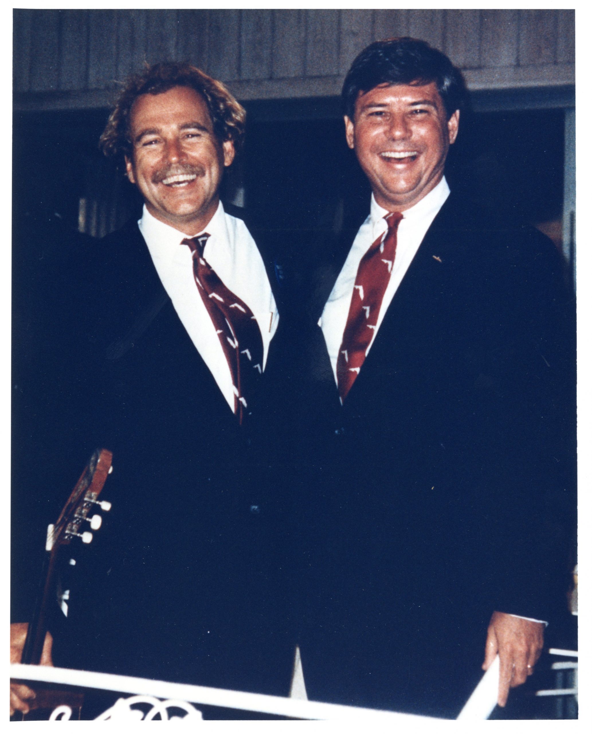 Governor Bob Graham and musician Jimmy Buffett both wear Graham's Florida tie.